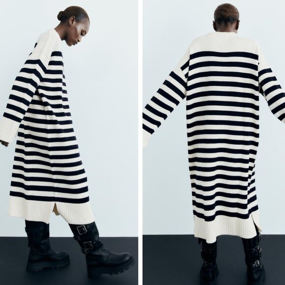 NEW Zara | Striped Knit Midi Dress - Picture 2 of 10